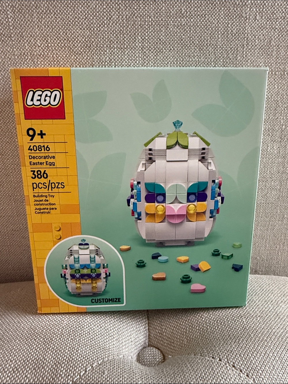 Lego Decorative Easter Egg - White, Green, Pink, Blue & Yellow
